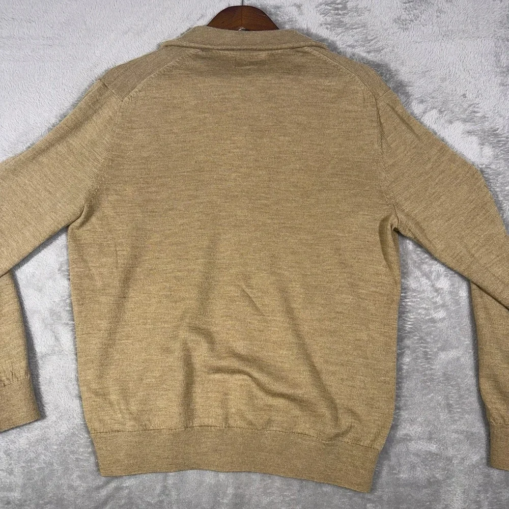 Banana Republic 1/4 Zip Sweater Men's Large Brown Long Sleeve 100% Merino‎ Wool